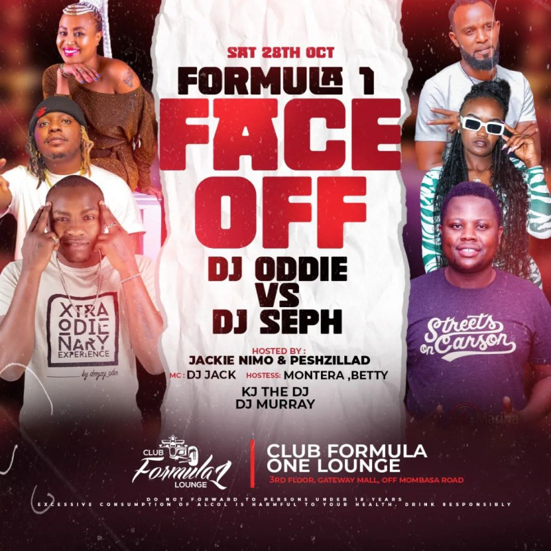 Formula 1 Face Off DJ Oddie vs DJ Seph Club Formula One Lounge Mombasa Road