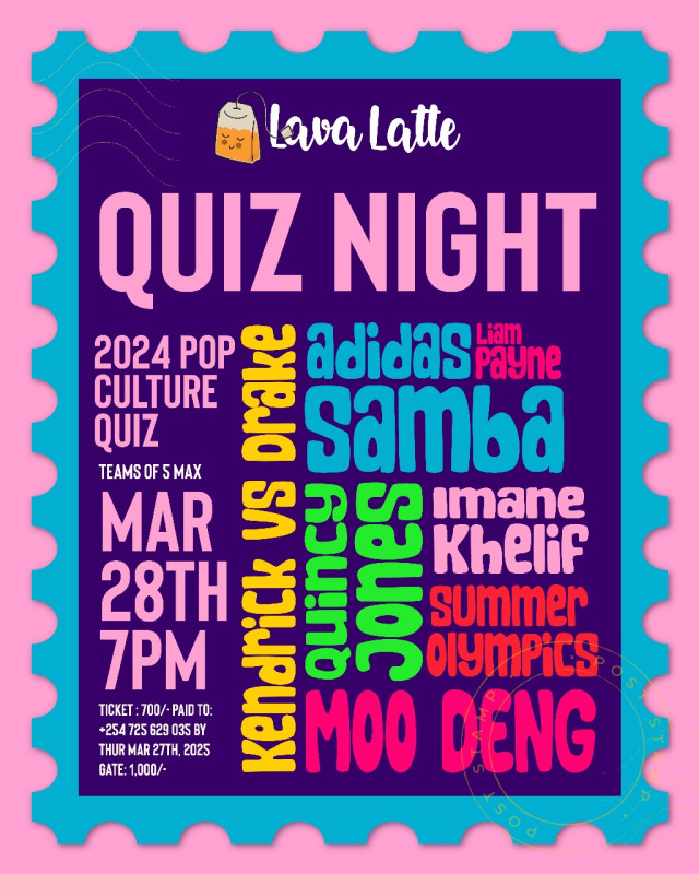 Test your 2024 pop culture knowledge at Lava Latte's QUIZ NIGHT!