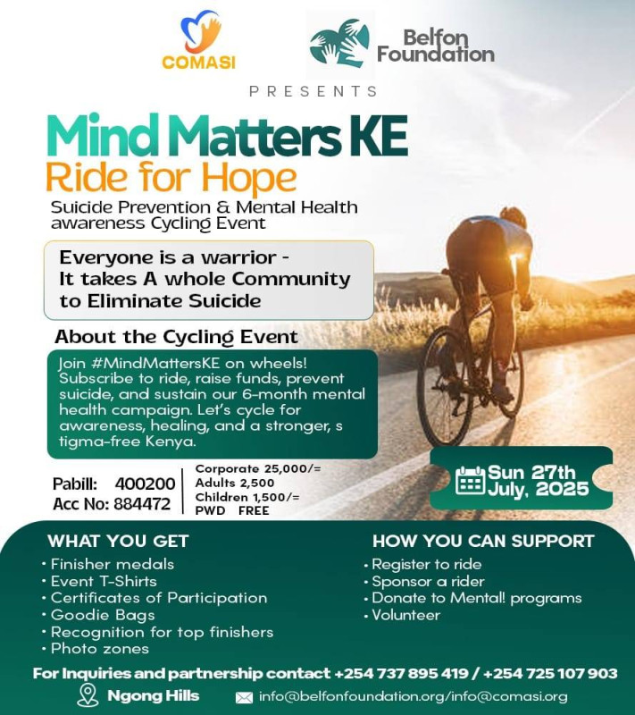 07-27 Join the "Mind Matters KE: Ride for Hope" Cycling Event