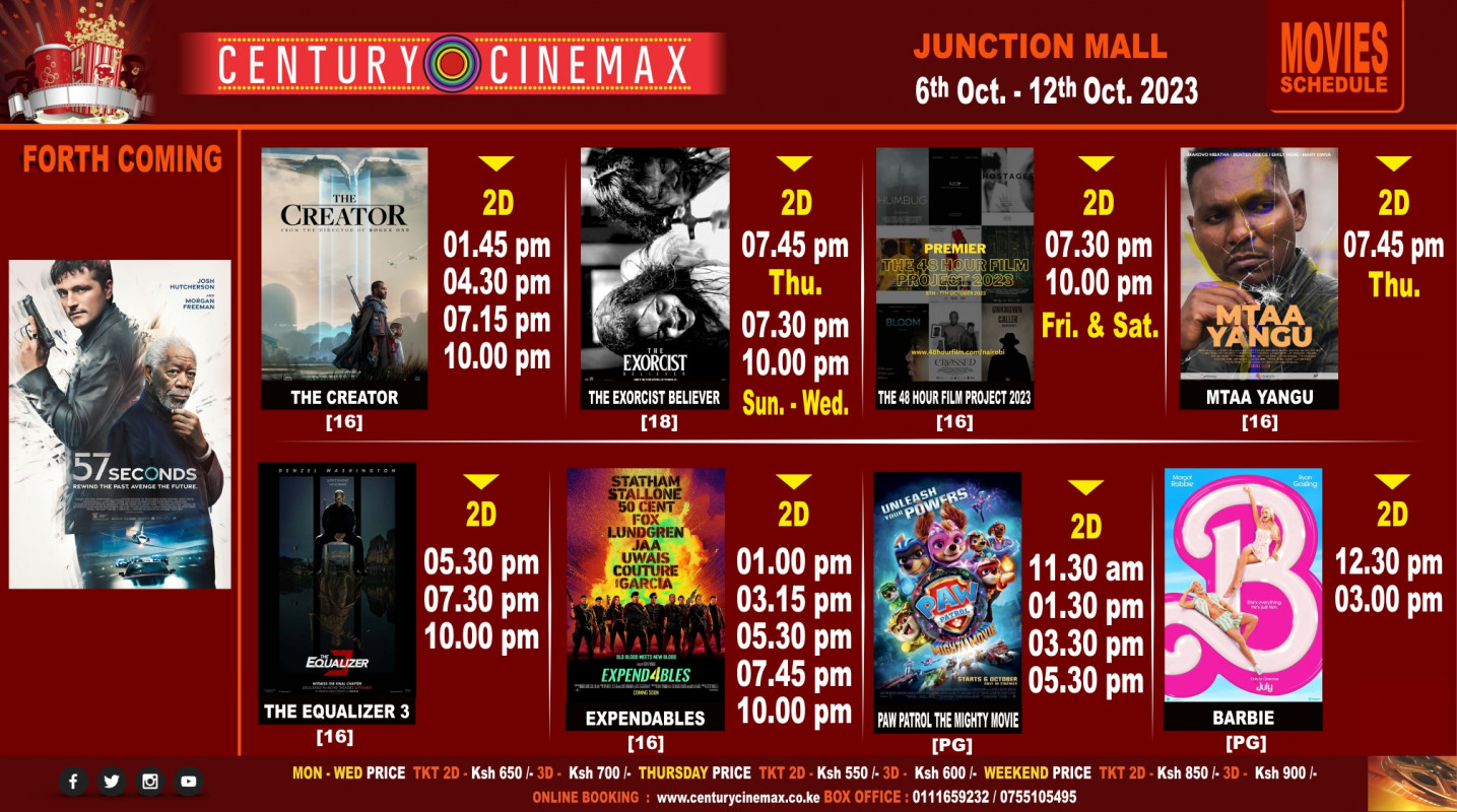 Weekly Movie Schedule Century Cinemax Junction Mall