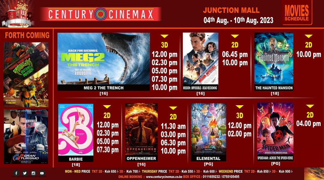 Weekly Movie Schedule Century Cinemax Junction Mall