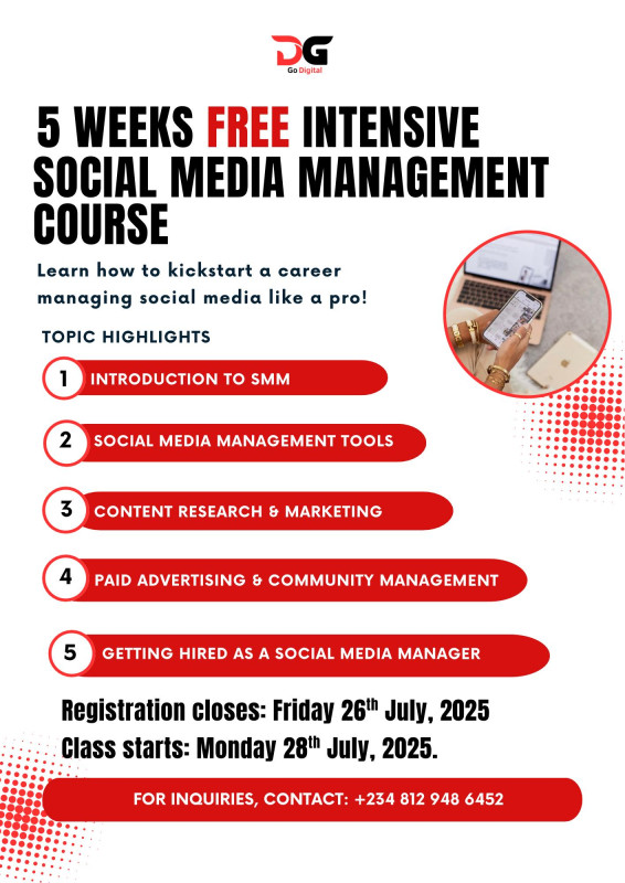 07-28 5 Weeks Free Intensive Social Media Management Course