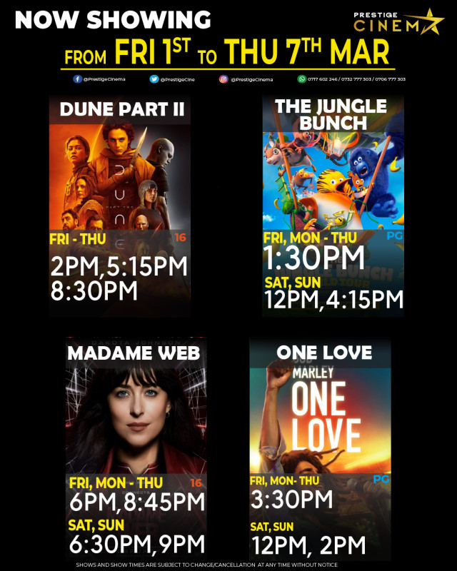 Weekly Movie Schedule Prestige Cinema at Prestige Mall Ngong Road
