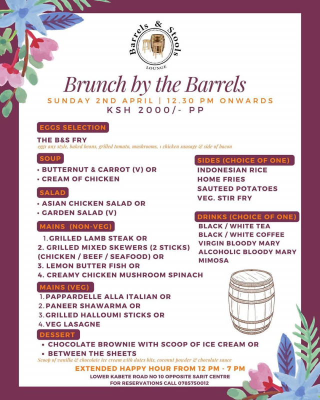Brunch by the Barrels The Barrels and Stools Lounge Westlands