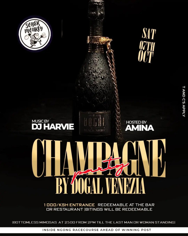 Champagne Party by Dogal Venezia Sober Monkey Bar Ngong Racecourse